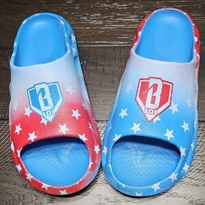 BASEBALL LIFESTYLE 101  Star Slip-On Sandals in Red, White & Blue